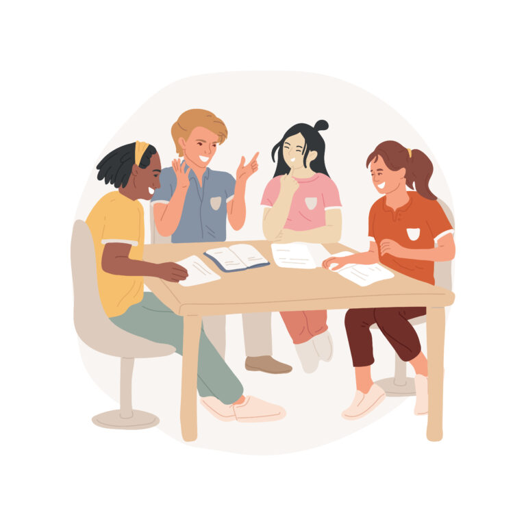 Teaching a small group private French lesson in person